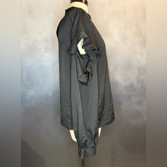 Express Black Polka Dot Ruffle Sleeve Blouse – Size Medium - Picture 2 of 9